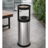 Corbeille cendrier inox 25 litres avec cendrier sable