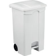 Conteneur pédale 90L couvercle blanc pratique et robuste