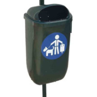 Corbeille propreté canine 50L verte avec kit fixation mat 60mm