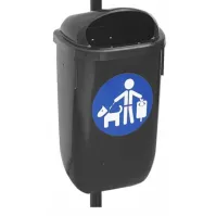 Corbeille 50L verte en matériau durable pour propreté canine avec kit fixation 60 mm
