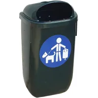 Corbeille propreté canine 50L verte en matériau durable avec fixation 60mm