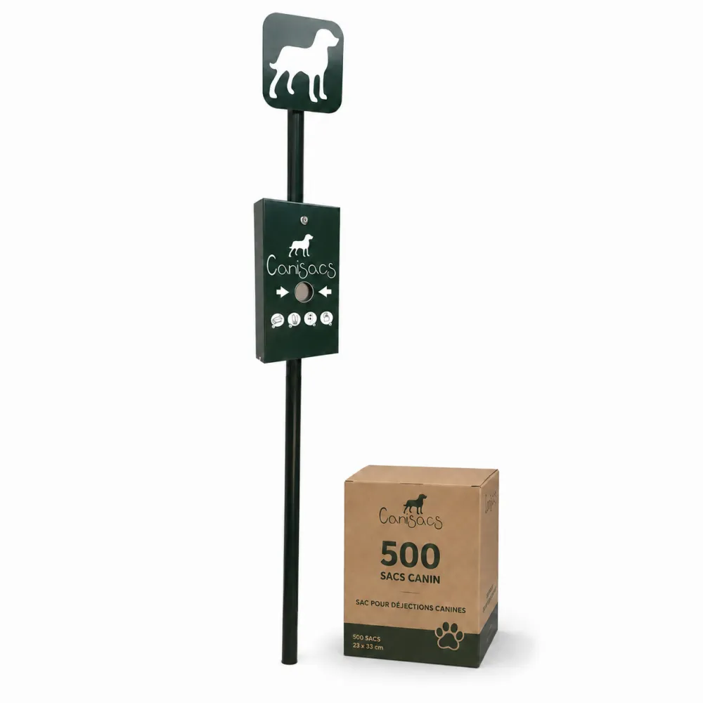 Distributeur sac canin vert 500 sachets propreté canine
