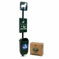 Borne de propreté canine verte avec distributeur 500 sachets