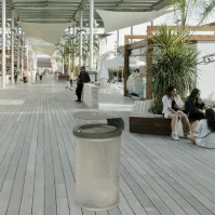 Corbeille Marseille circulaire 120L avec toit et cendrier