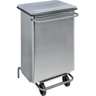 Conteneur mobile a pédale 70 litres inox brillant