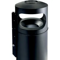 Corbeille urbaine noire avec cendrier sécurisé 110 litres