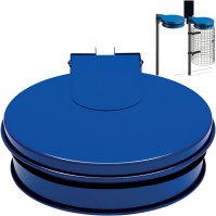 Support sacs-poubelles mural avec couvercle 100 litres bleu