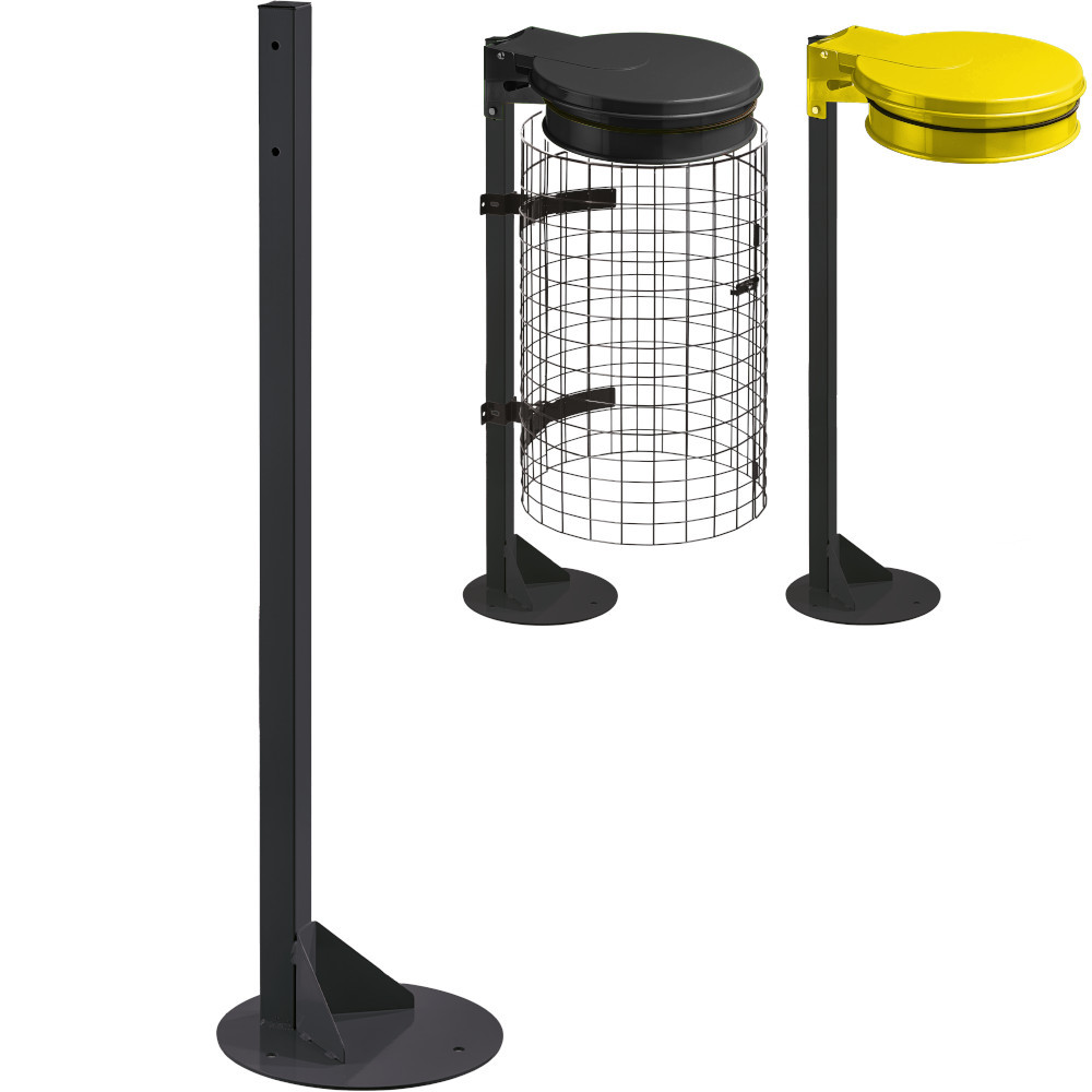 Poteau gris stable pour sacs-poubelles espaces publics Poteau gris stable pour sacs-poubelles espaces publics