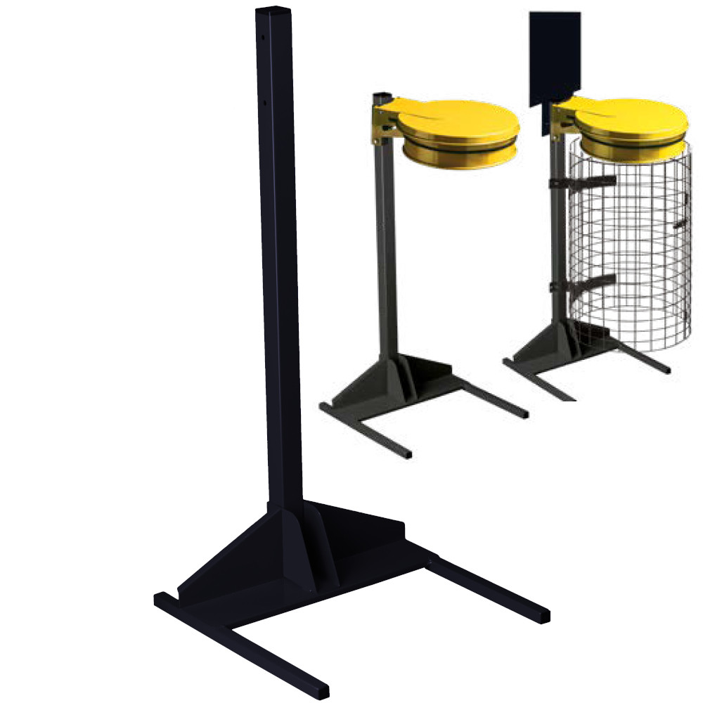 Poteau avec socle pour support sacs-poubelles extérieur Poteau avec socle pour support sacs-poubelles extérieur