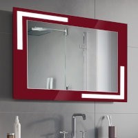 Miroir LED couleur, zone teinté rouge, noir, vert ou orange