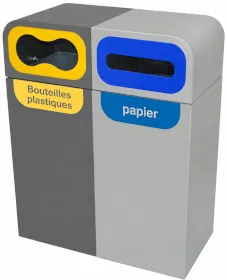 Version standard de la corbeille de tri Brussels avec adhésifs nom des déchets